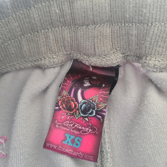 Vintage Ed Hardy Women's Velour Track Pants Sz.XS - Picture 6 of 12